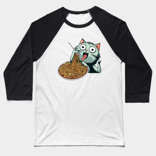 Cat eating spaghetti meme Baseball T-Shirt